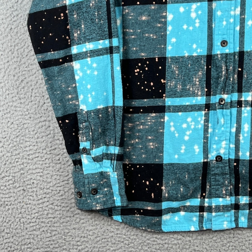 Angry Minnow Soft Brushed Flannel Shirt Smokey the Bear Men's Large Blue Plaid - Picture 7 of 12